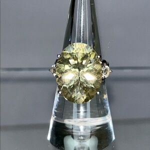 NWOT Genuine Lemon Quartz White Topaz Sterling Silver Designer Ring Bohemian
